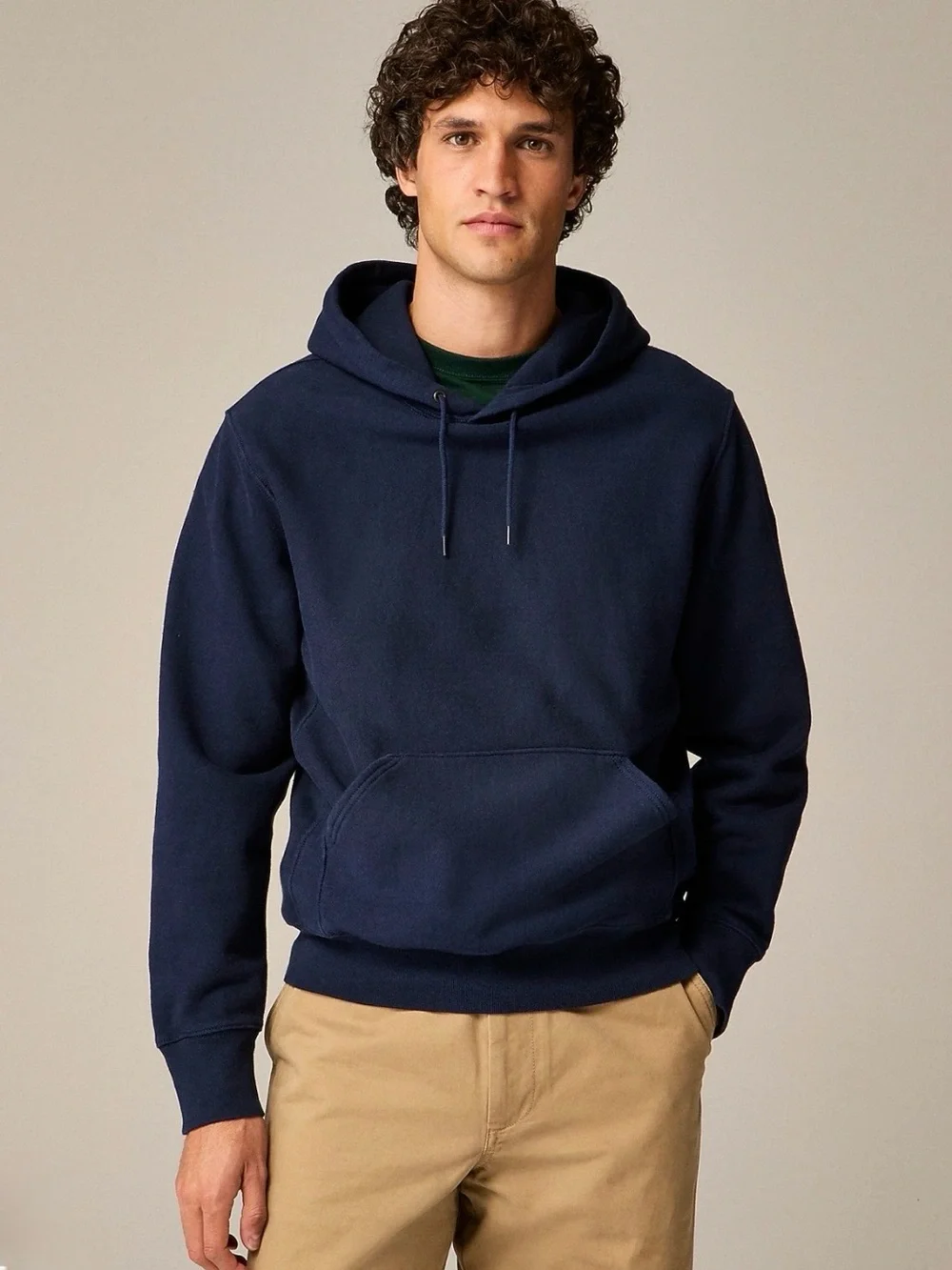 J. Crew 14oz Fall Fleece Heritage Hoodie Navy Pullover Sweatshirt Mens Unisex SM